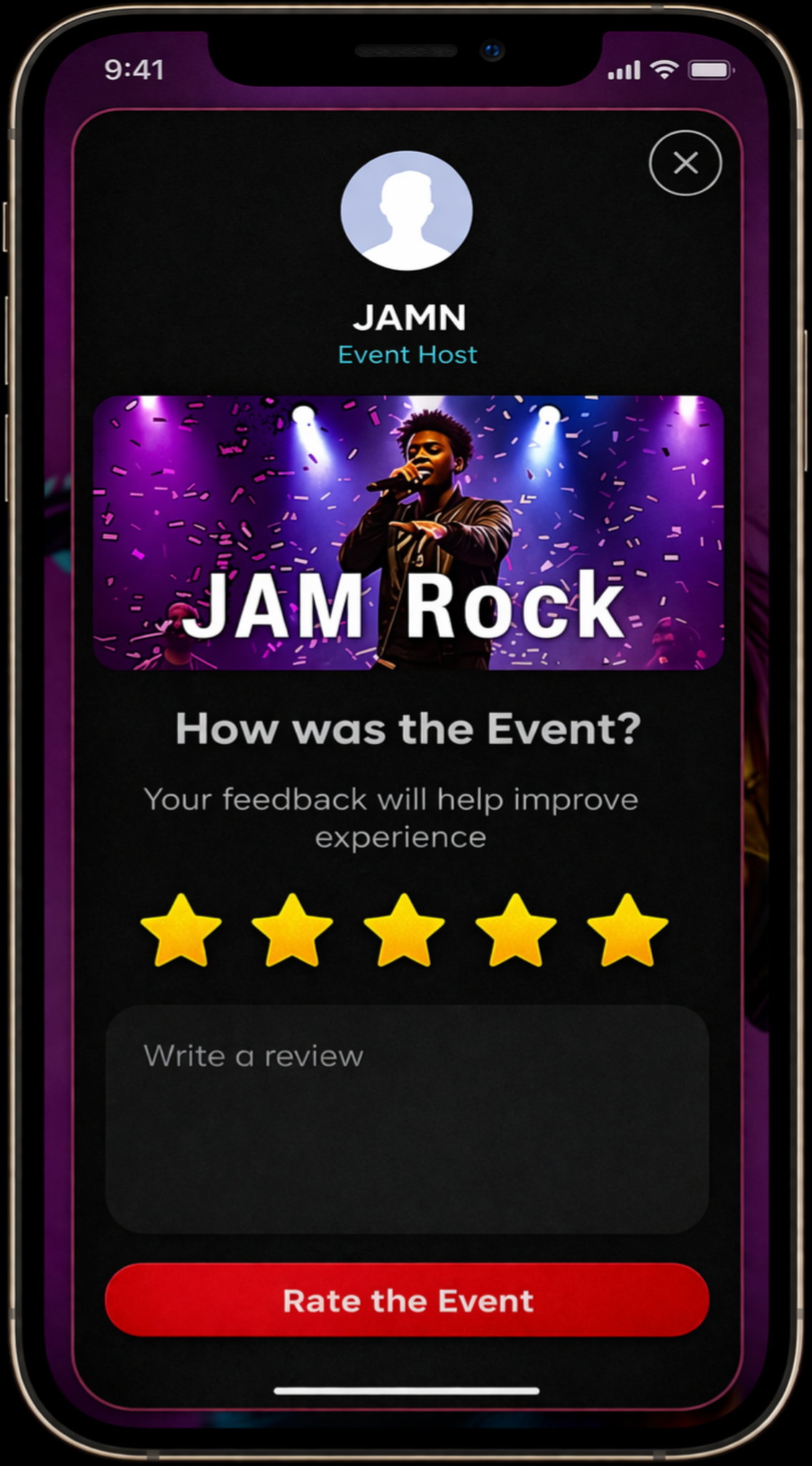 Ratings and review screen